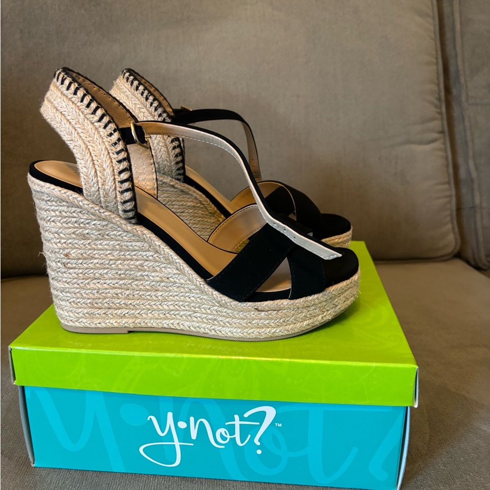 Black Wedge Sandals